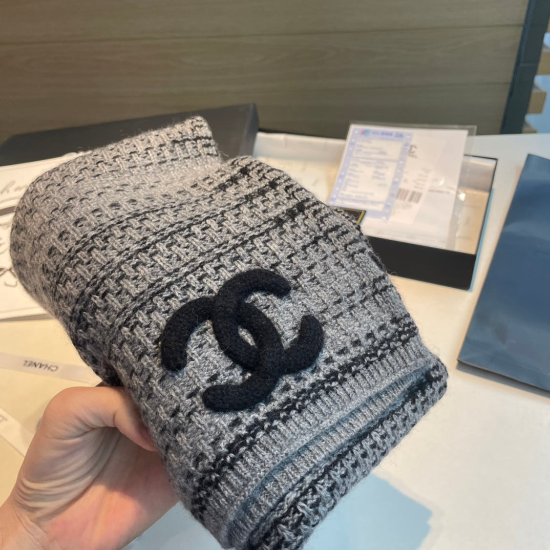 CC Scarf 180 CM In Grey Black Wool 421442