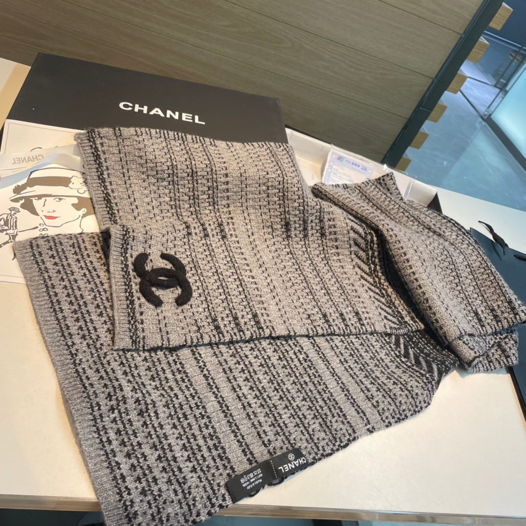 CC Scarf 180 CM In Grey Black Wool 421442