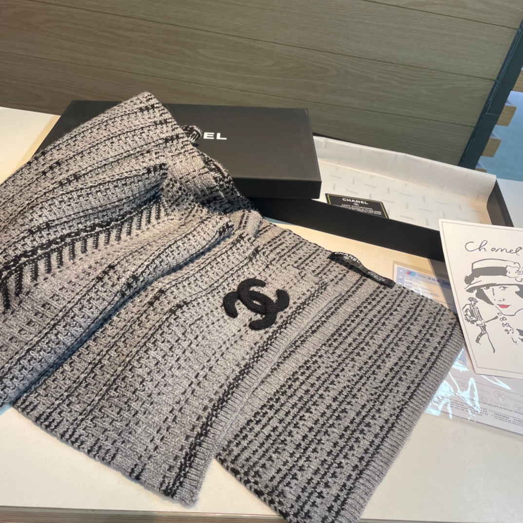 CC Scarf 180 CM In Grey Black Wool 421442