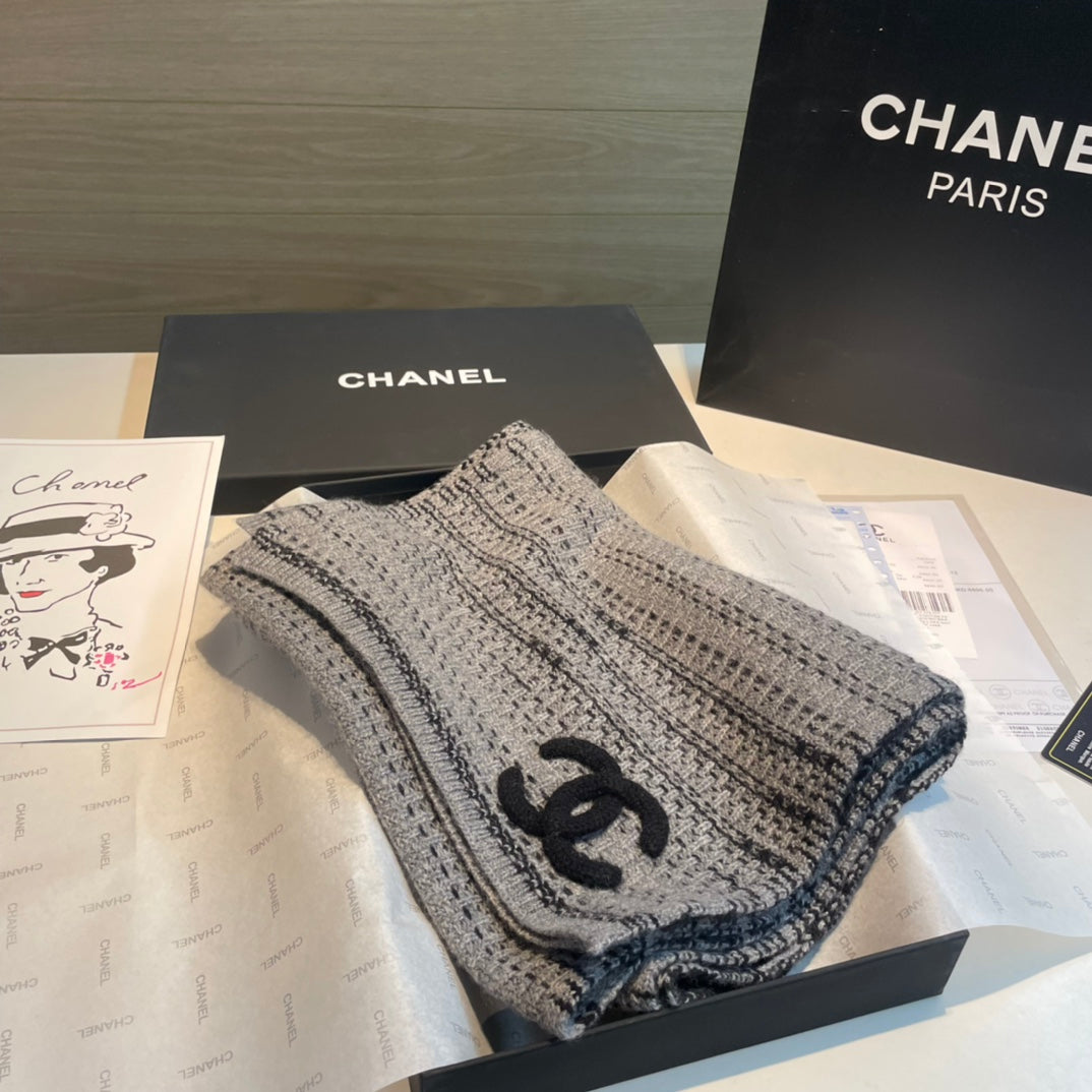 CC Scarf 180 CM In Grey Black Wool 421442