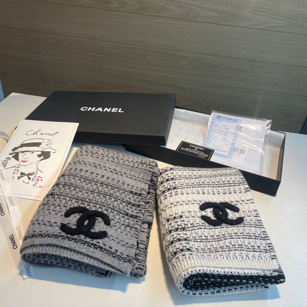 CC Scarf 180 CM In Grey Black Wool 421442
