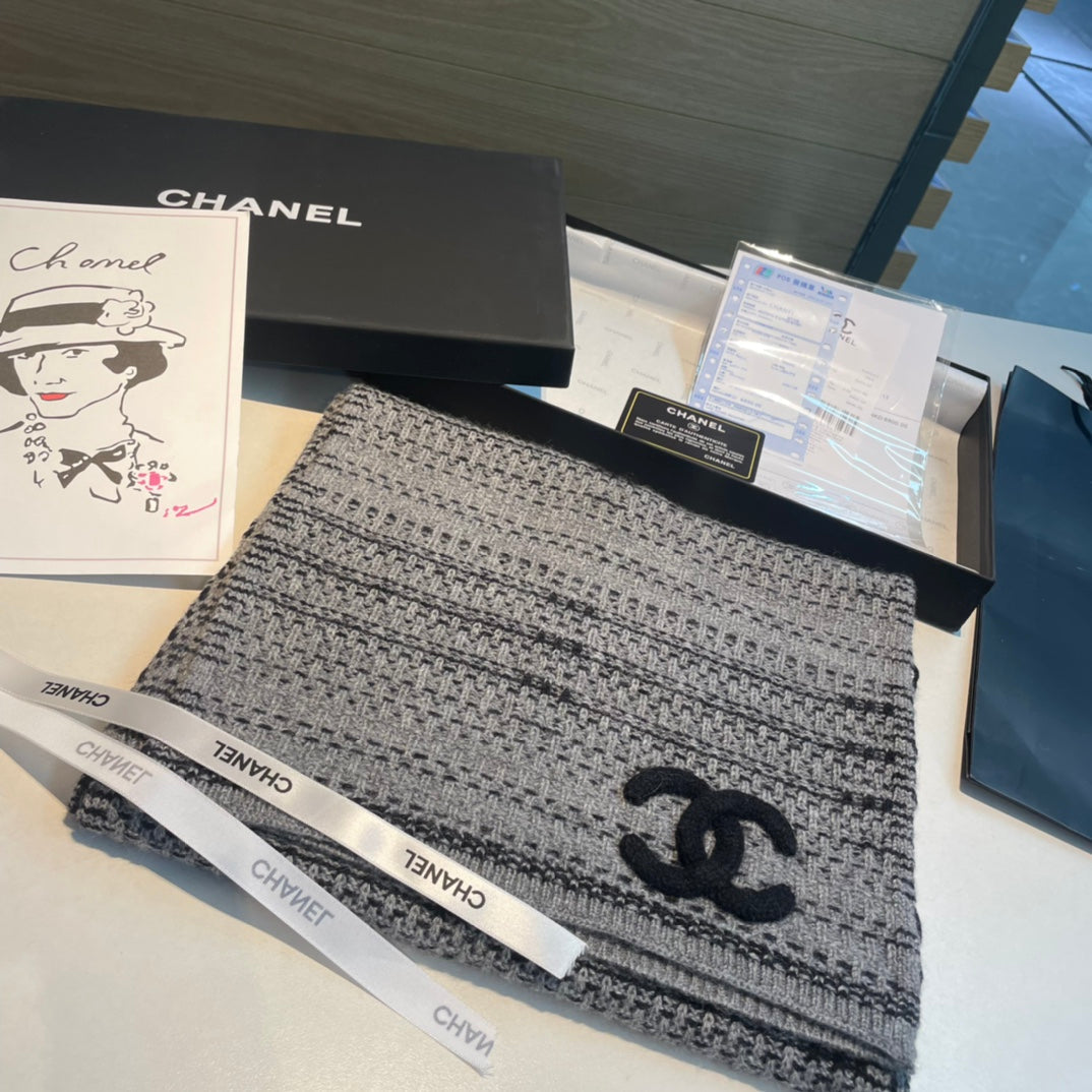 CC Scarf 180 CM In Grey Black Wool 421442