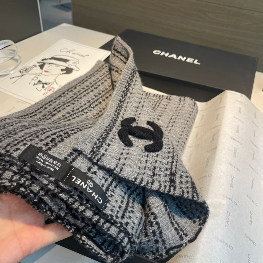 CC Scarf 180 CM In Grey Black Wool 421442