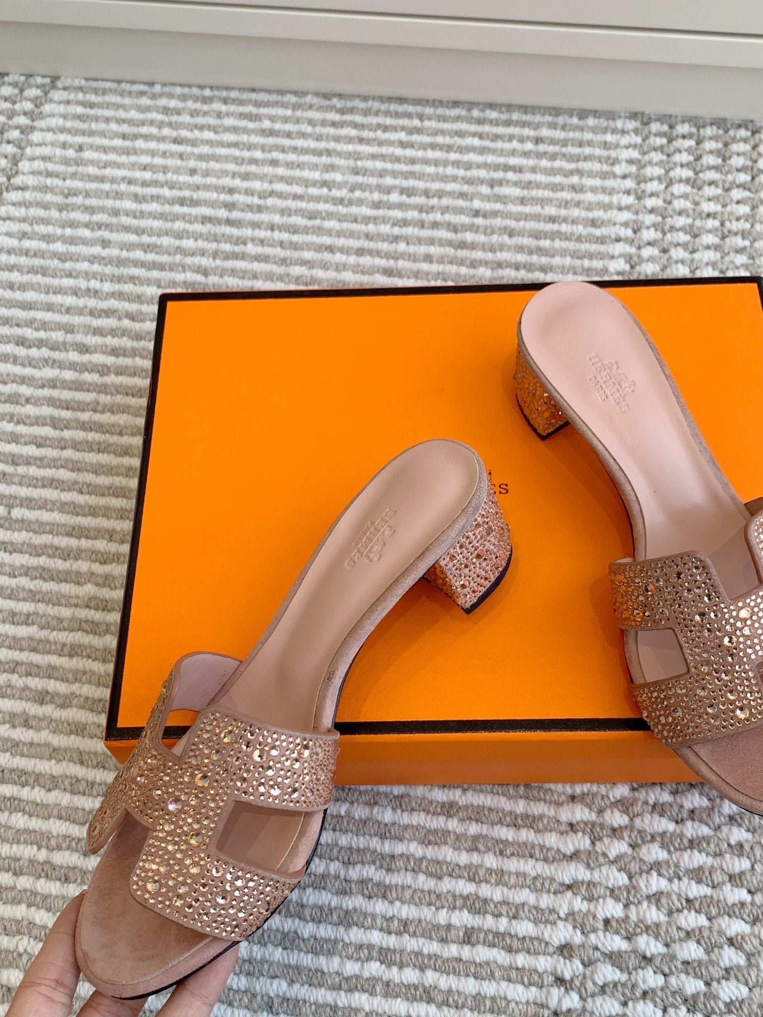 HM Oasis Sandal 50mm Pink Suede Goatskin 291394