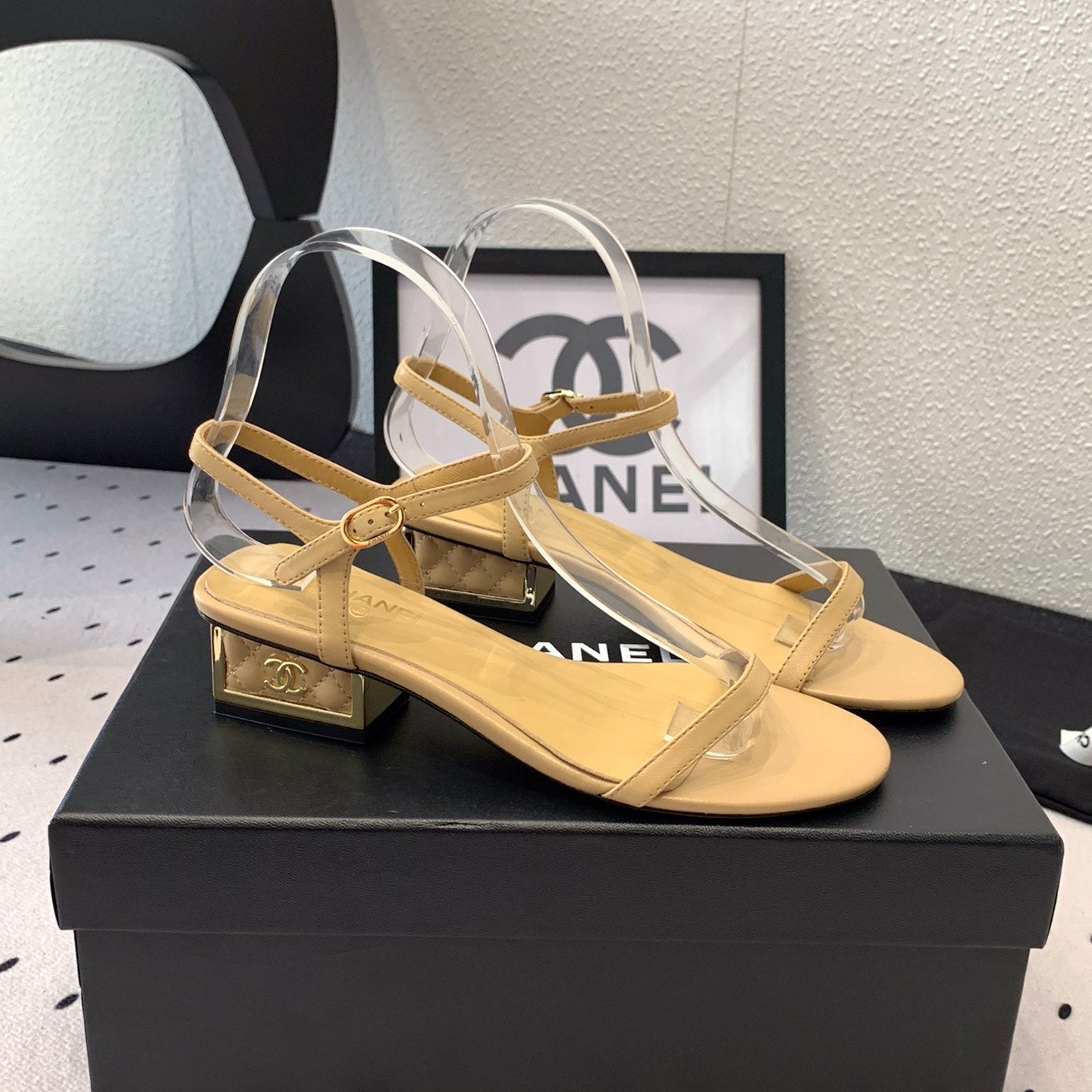 CC Sandal In Dark Beige Lambskin 147091