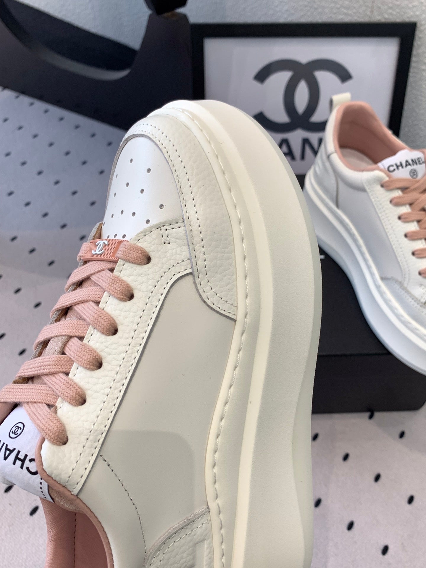 CC Sneaker In White Mix Rose Pink Cowhide 147104