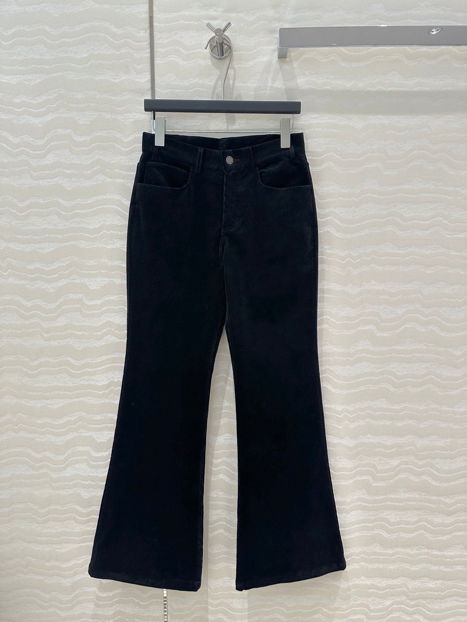 Celine Flared Velvet Pants Black Cotton