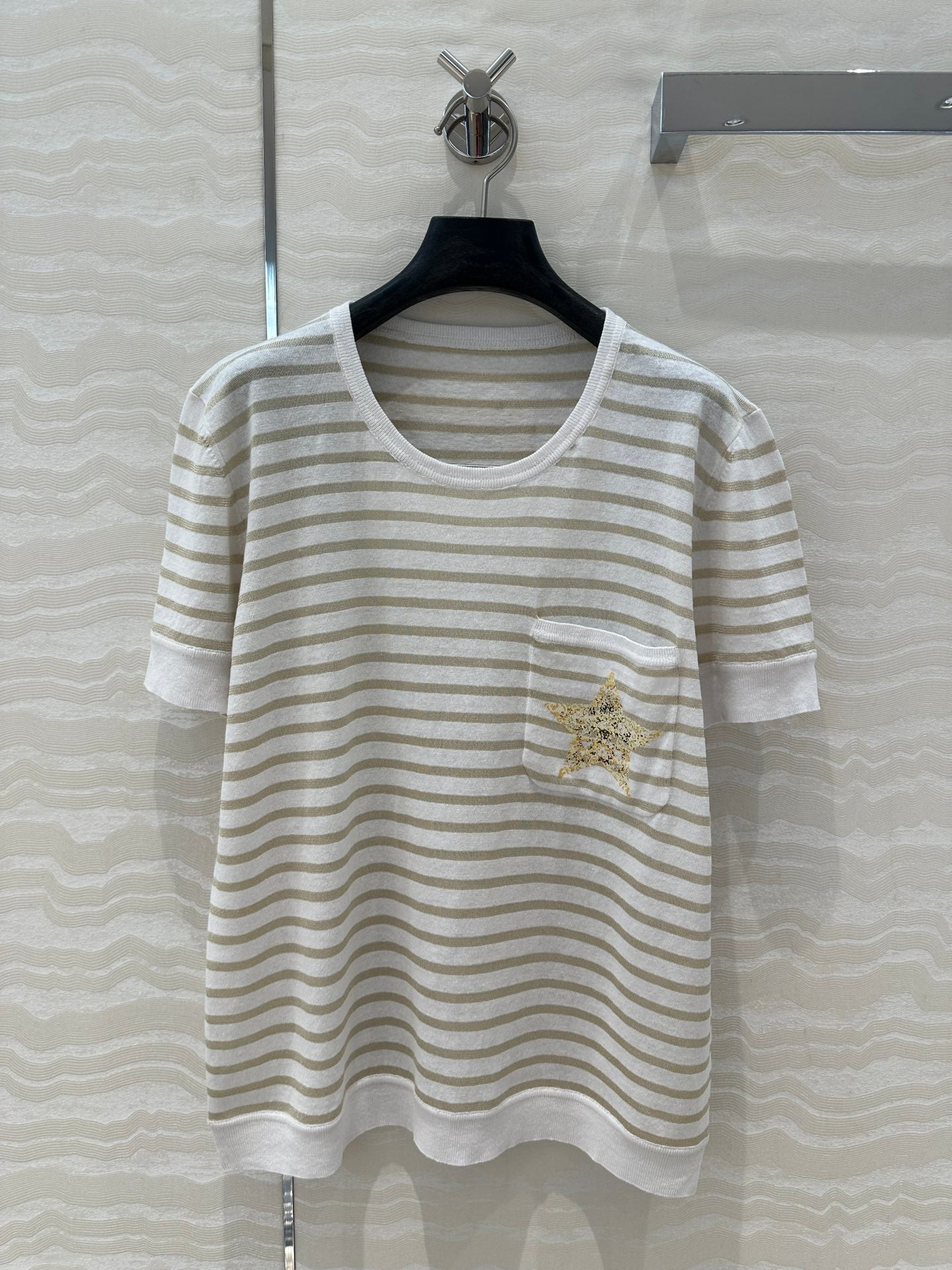 CD Short-sleeved T-shirt beige yellow Linen Viscose