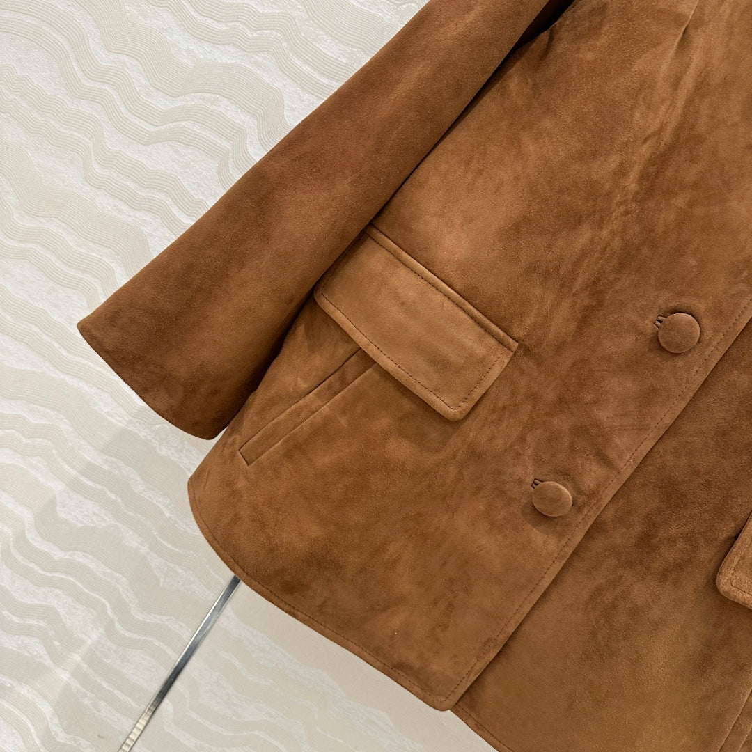 Prada 25 Jacket Brown Suede lambskin