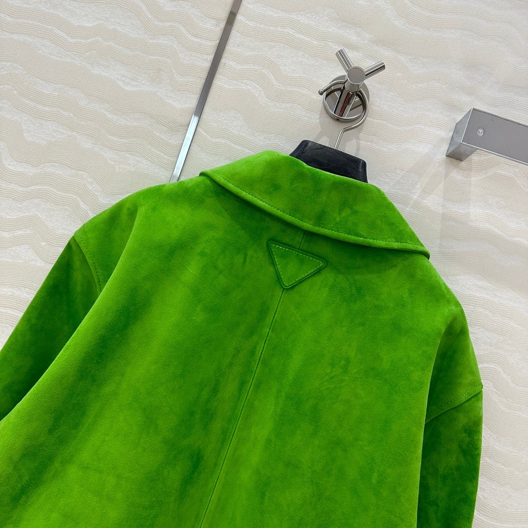 Prada 25 Jacket Green Suede lambskin