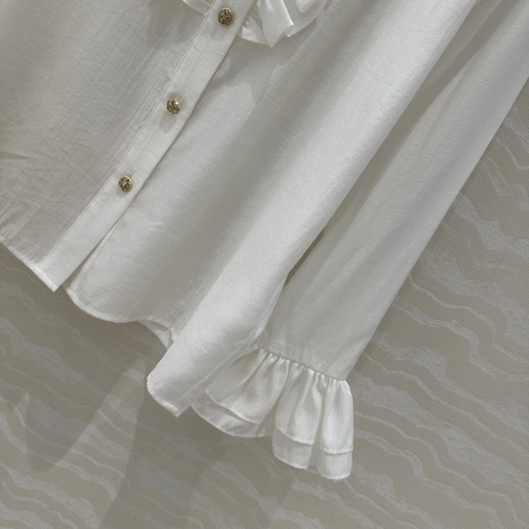 CC Lace Shirt In White Cotton And Silk