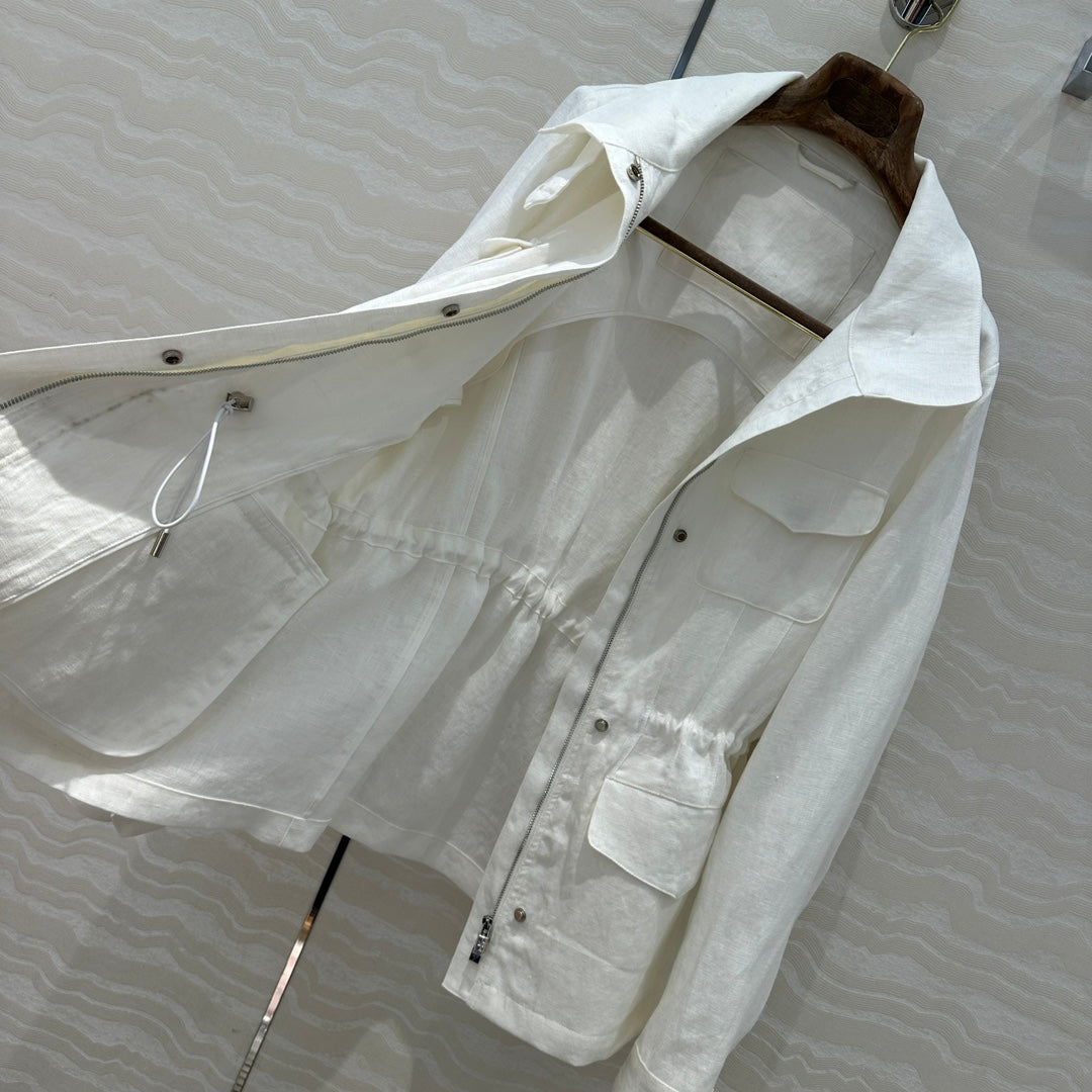 LP 25 Stand-up Collar Jacket White Cotton Polyester 265165