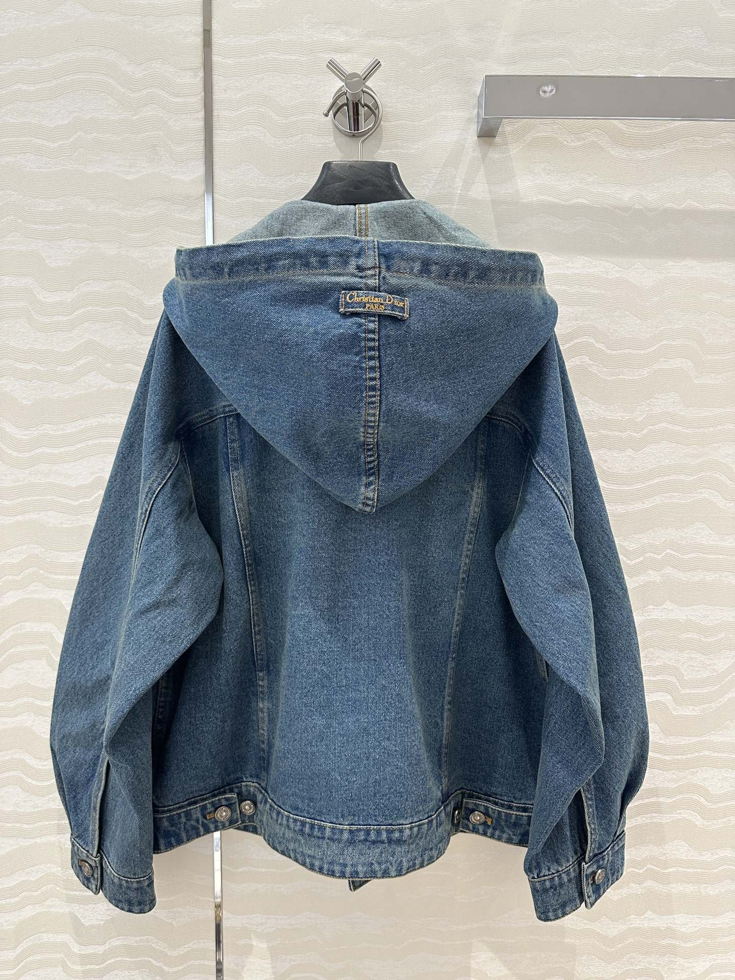 CD Ripped Straight Hooded Jacket Blue Cotton