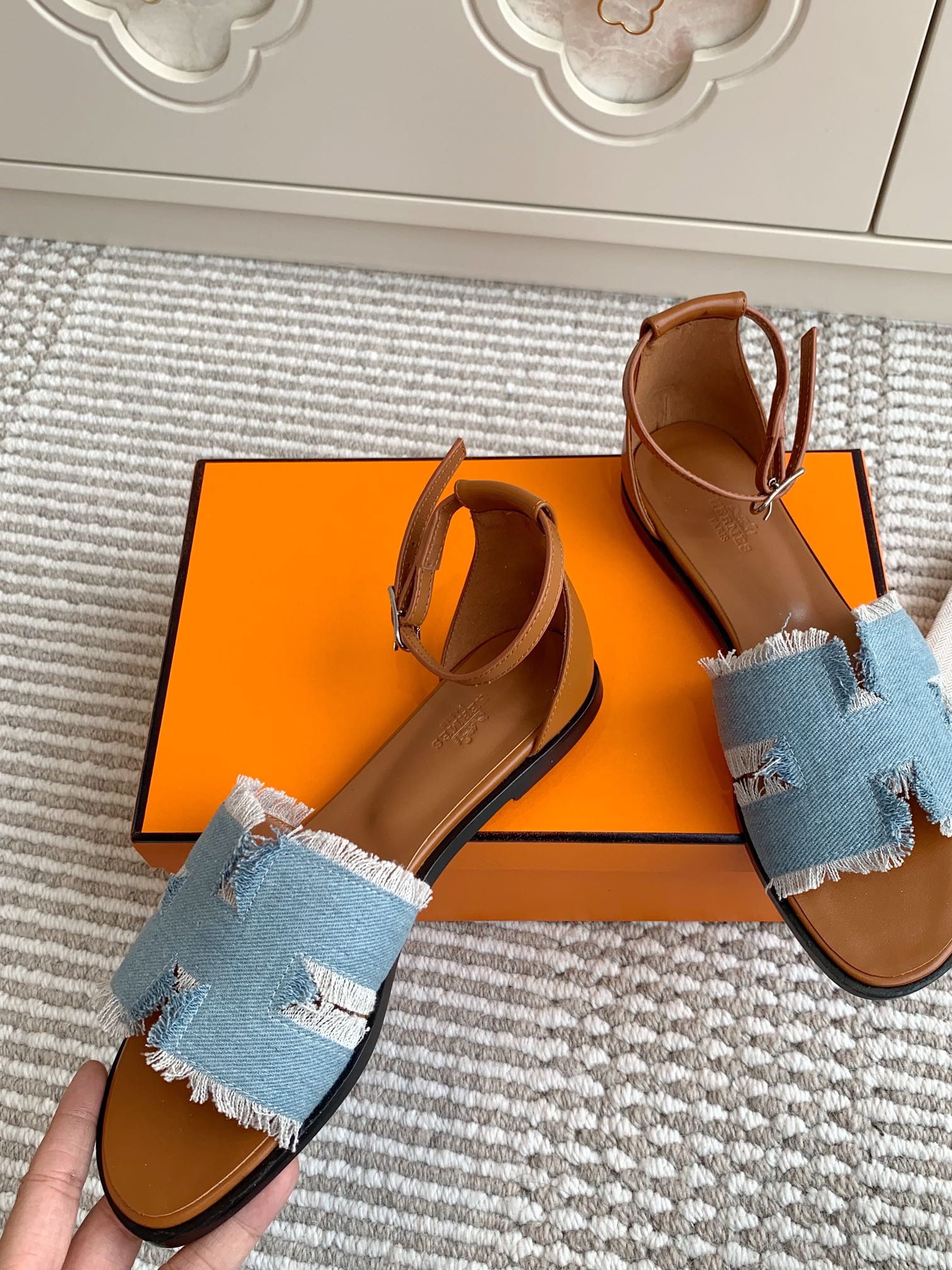 HM Santorini Sandal Light Blue Cowhide  291388