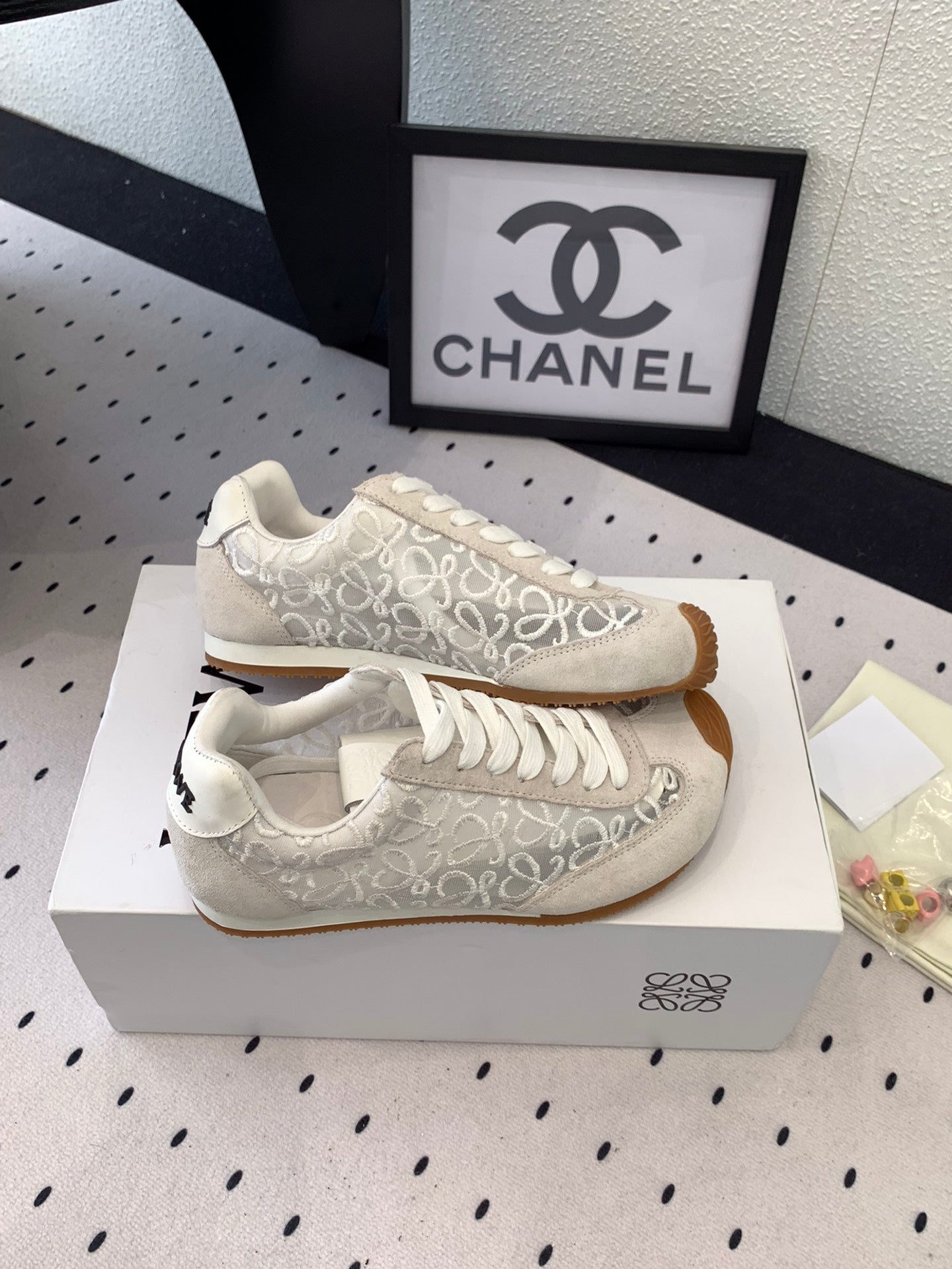 Loewe 25 Runner Sneaker White Mesh Suede