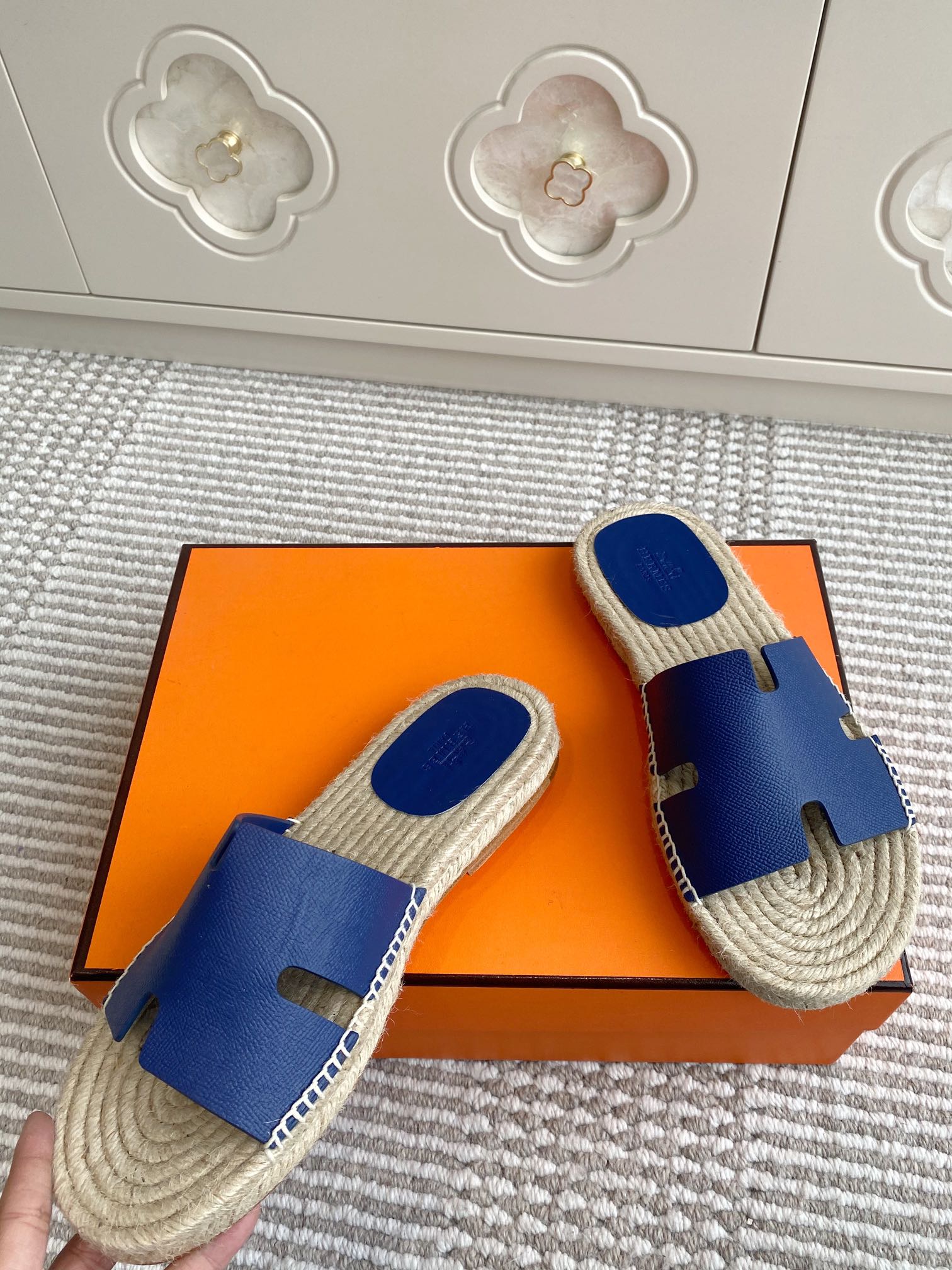 HM Antigua Espadrille Blue Calfskin 291404