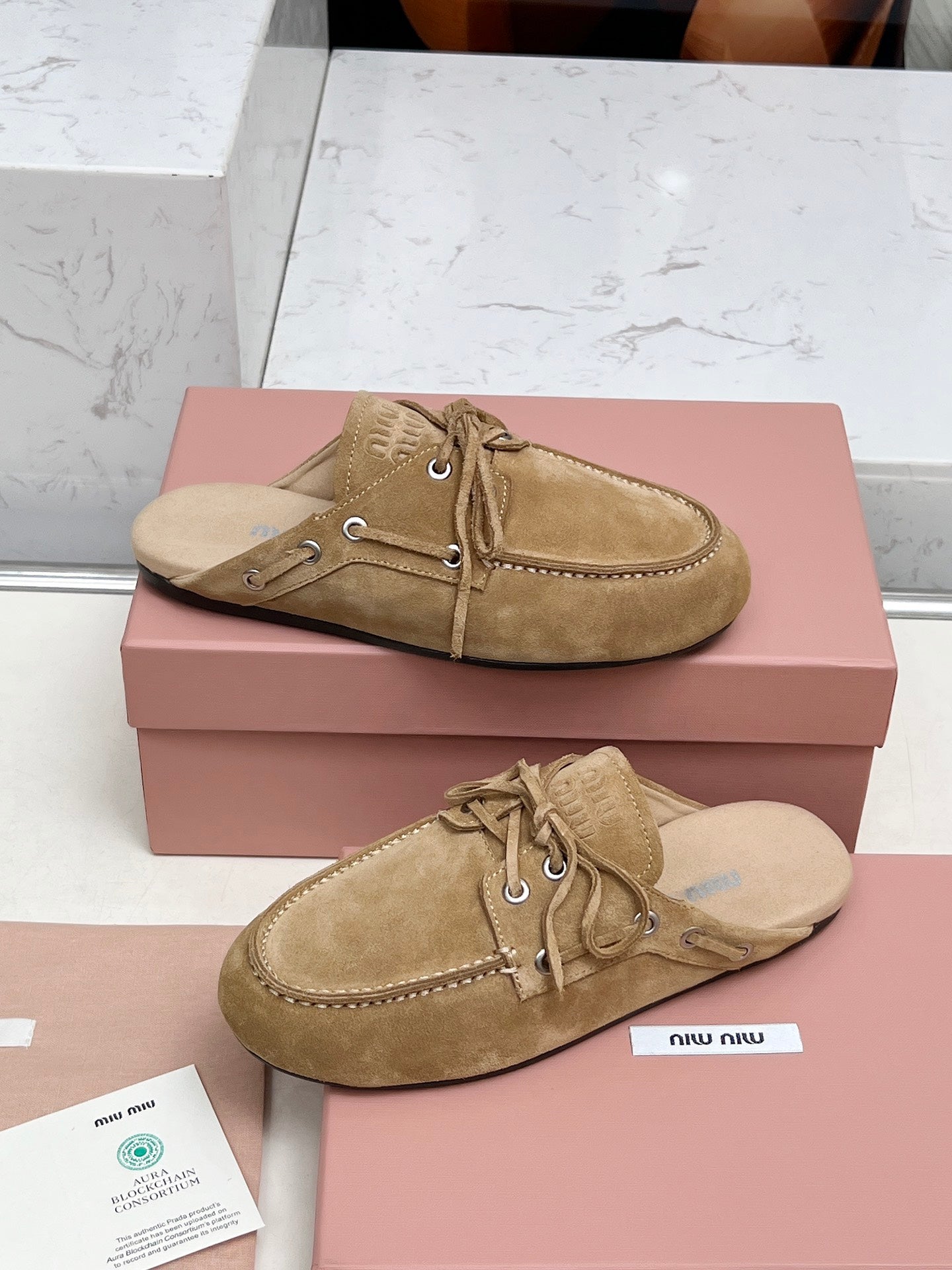 Miumiu 2026 Faded Mules Light Brown Suede 326958