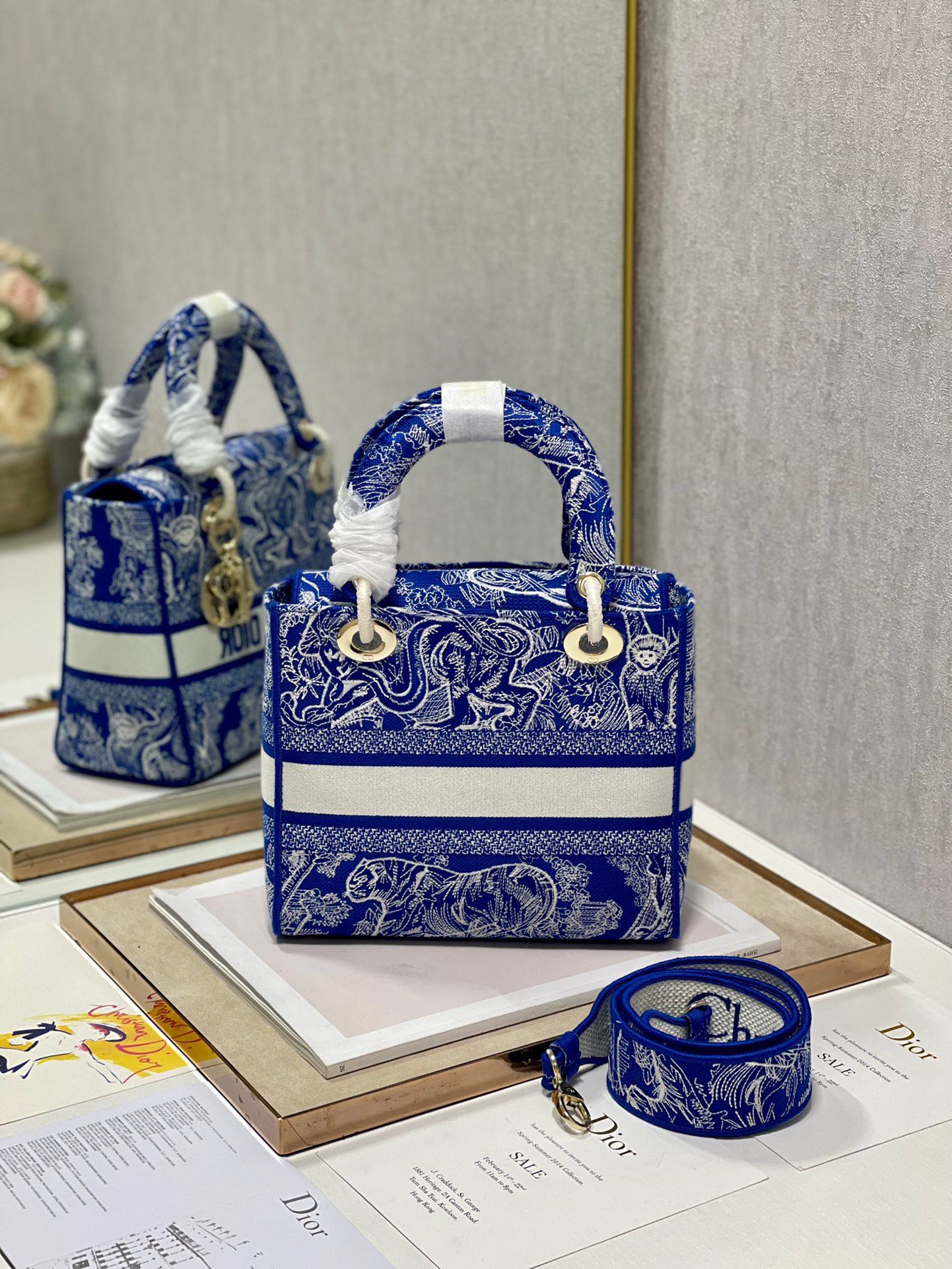 CD New Blue Tiger 24 Lady Dior Bag Canvas 336715