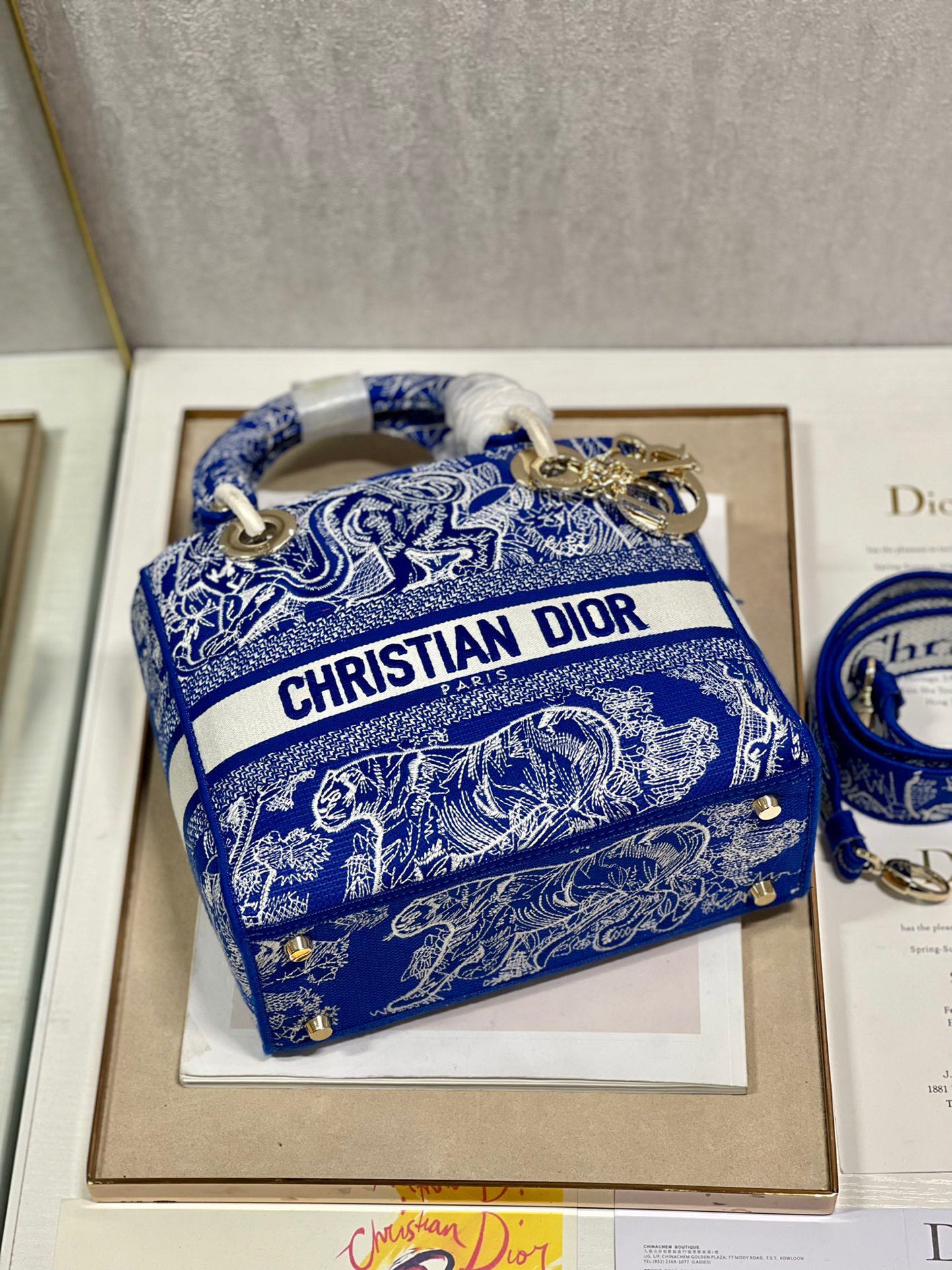 CD New Blue Tiger 24 Lady Dior Bag Canvas 336715