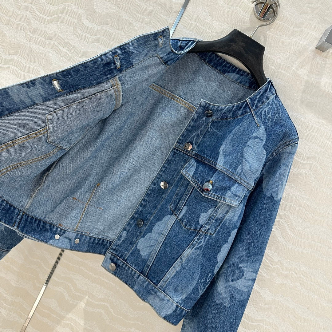 Fendi Flower Denim Jacket  Blue cotton
