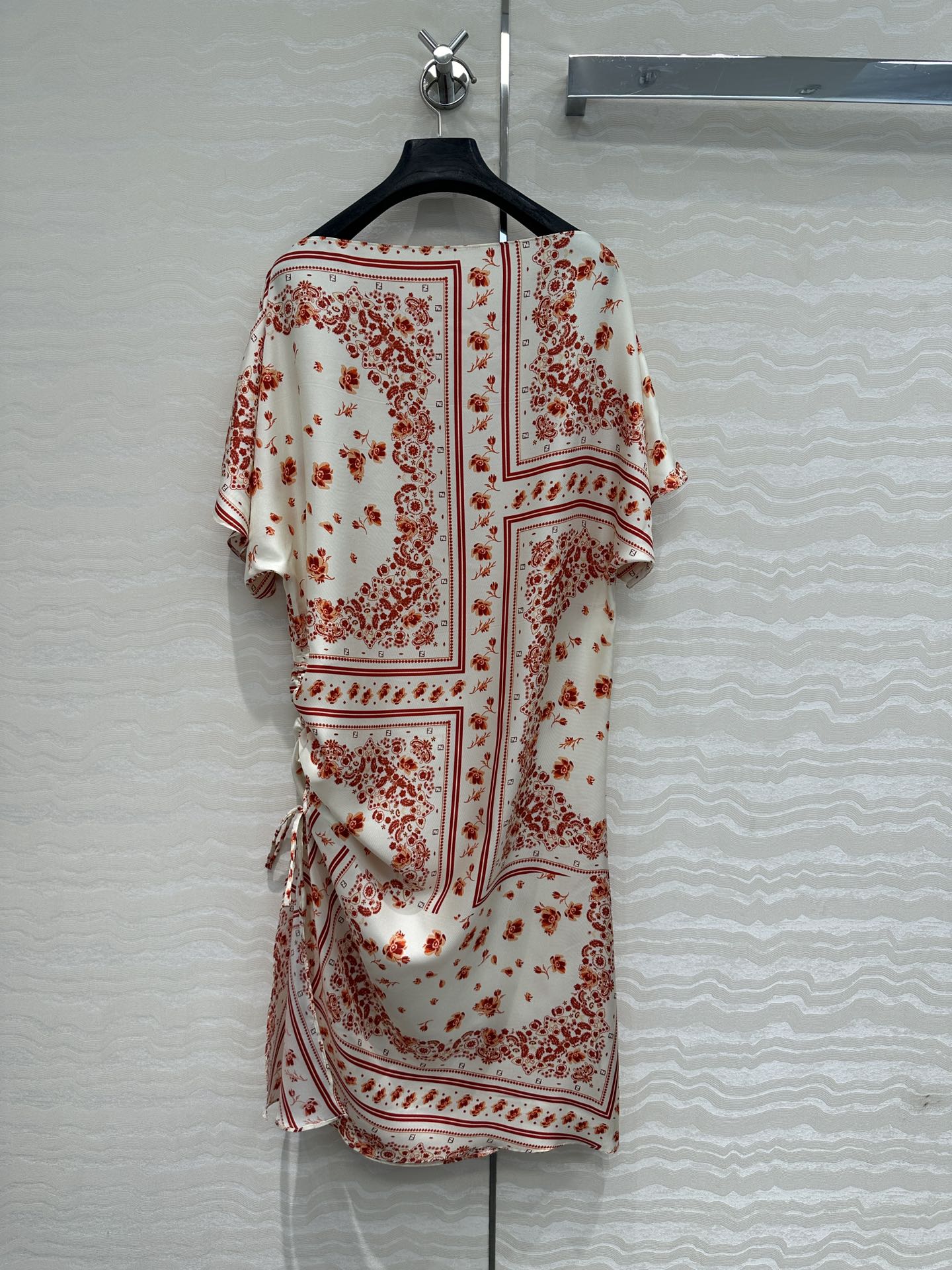 Fendi Flower Dress Red Silk