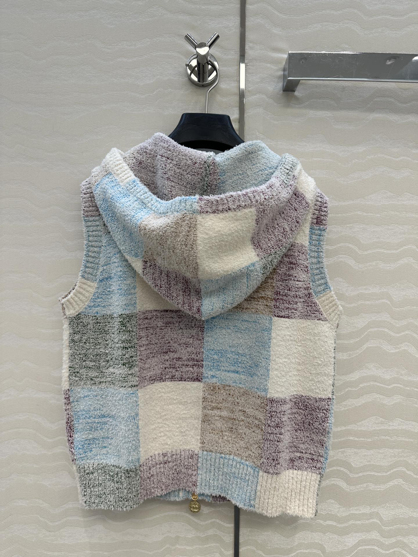 CC Hooded Vest Multicolor Polyester Acrylic Fibers Wool