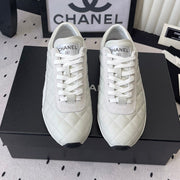 Chanel 2025 Quilted Sneaker White Suede Lambskin 554520