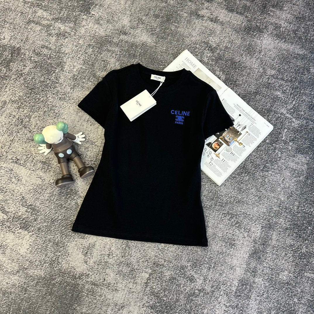 Celine 2026 T-Shirt Brown Black White Gray Cotton 359304
