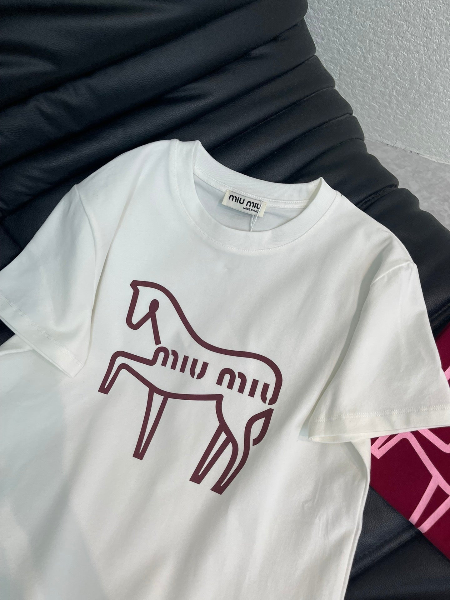 Miumiu 2026 Crew Neck Short-Sleeve T-Shirt with Logo Cotton 344319
