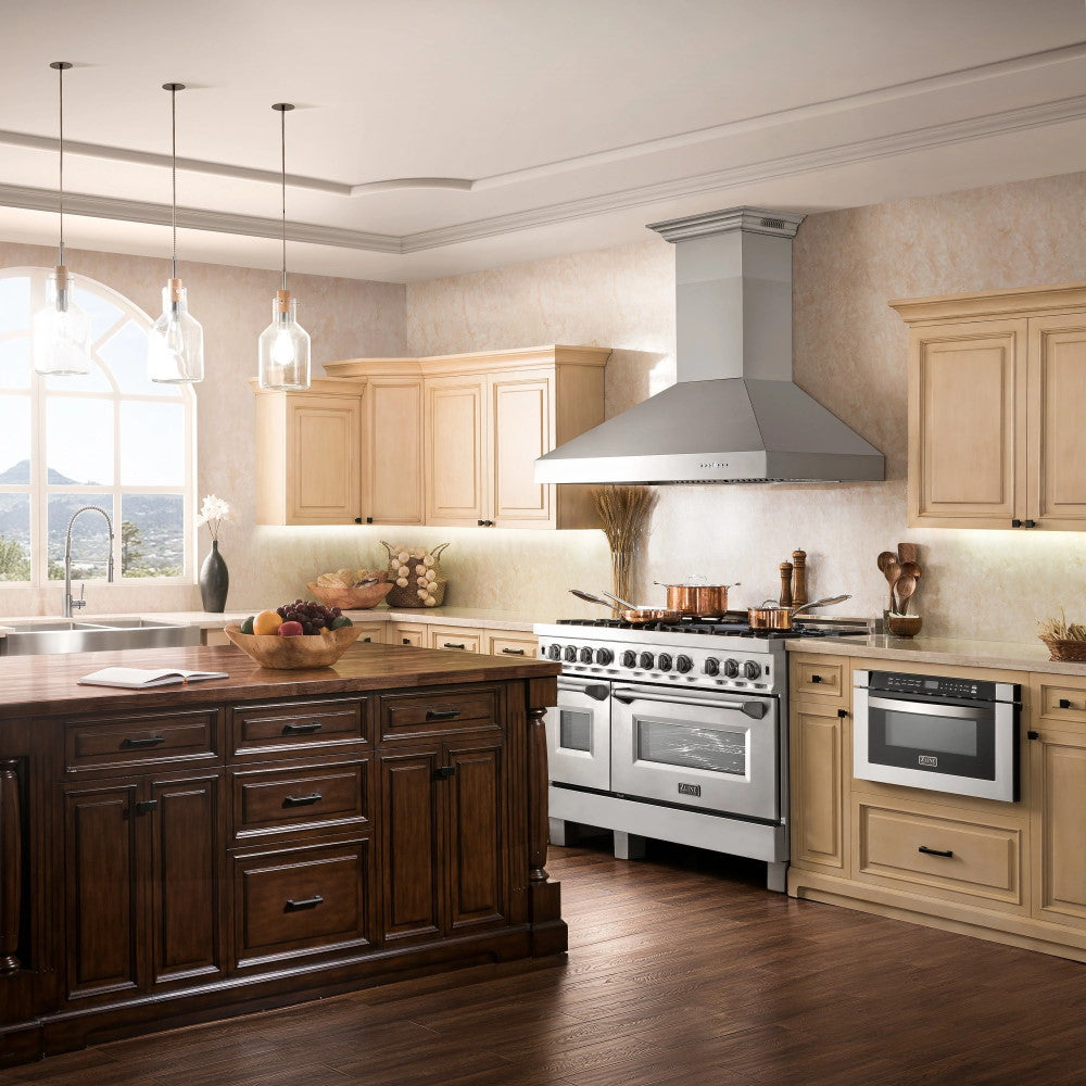 ZLINE Professional Wall Mount Range Hood in Stainless Steel with Built-in CrownSound™ Bluetooth Speakers (697CRN-BT)