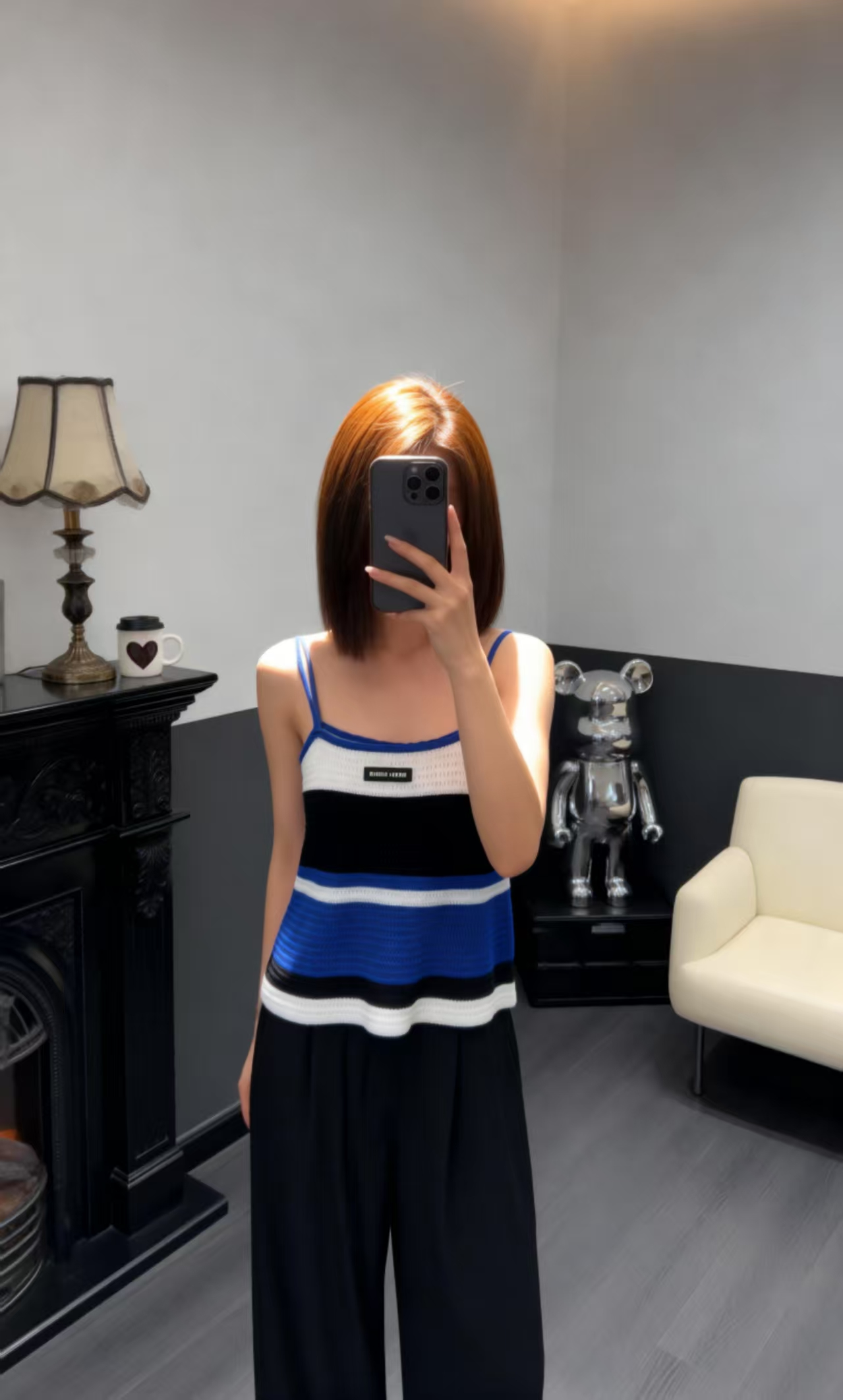 Miu Miu 2026 Striped Knit Tank Top Blue and Yellow Wool