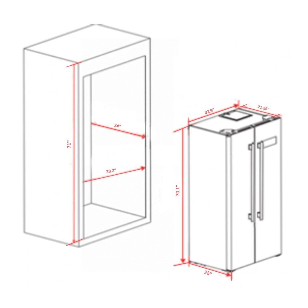 Forno FFRBI1805-33SB 33″ Salerno Refrigerator FORNO ALTA QUALITA Freestanding Side-by-side 15.6 cu.ft White Interior