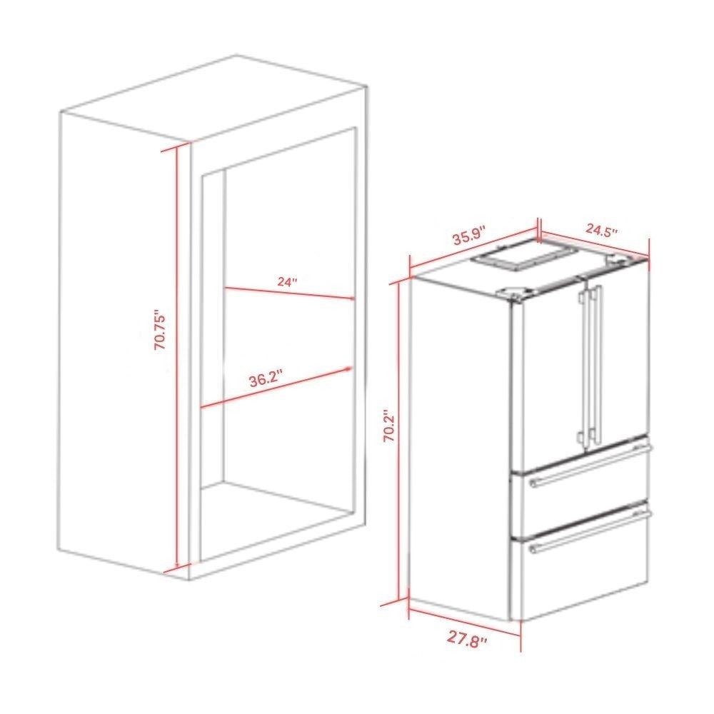 Forno FFRBI1820-36SB 36″ Moena Refrigerator FORNO ALTA QUALITA Freestanding French Doors With Ice Maker, 19.2 cu.ft.