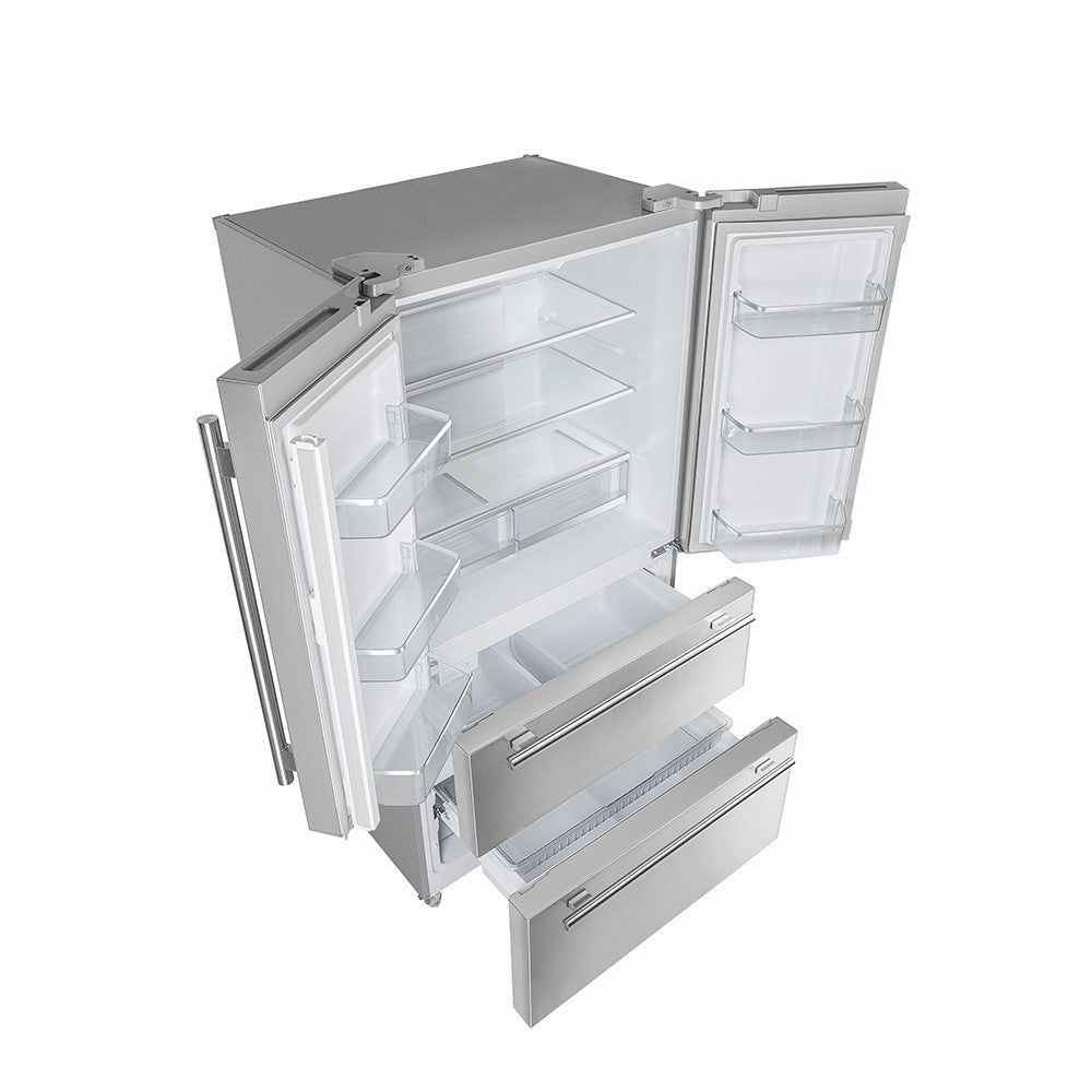 Forno FFRBI1820-36SB 36″ Moena Refrigerator FORNO ALTA QUALITA Freestanding French Doors With Ice Maker, 19.2 cu.ft.