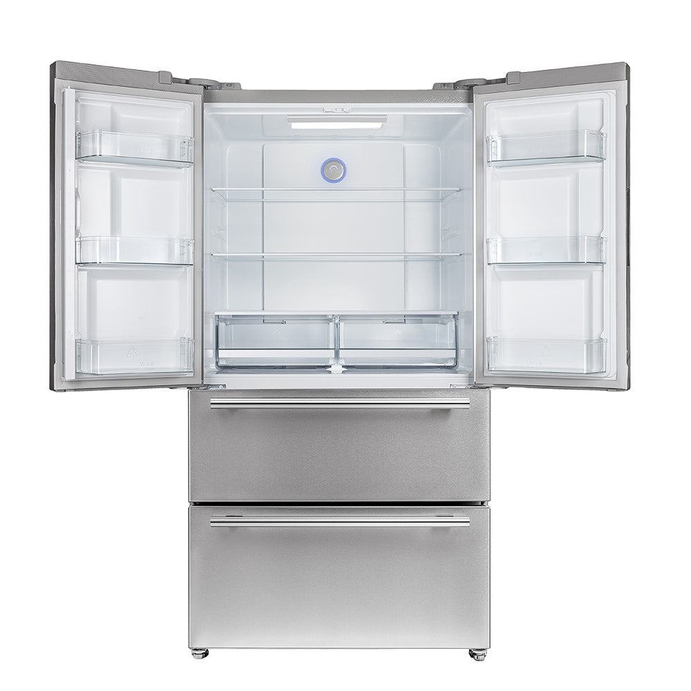 Forno FFRBI1820-36SB 36″ Moena Refrigerator FORNO ALTA QUALITA Freestanding French Doors With Ice Maker, 19.2 cu.ft.