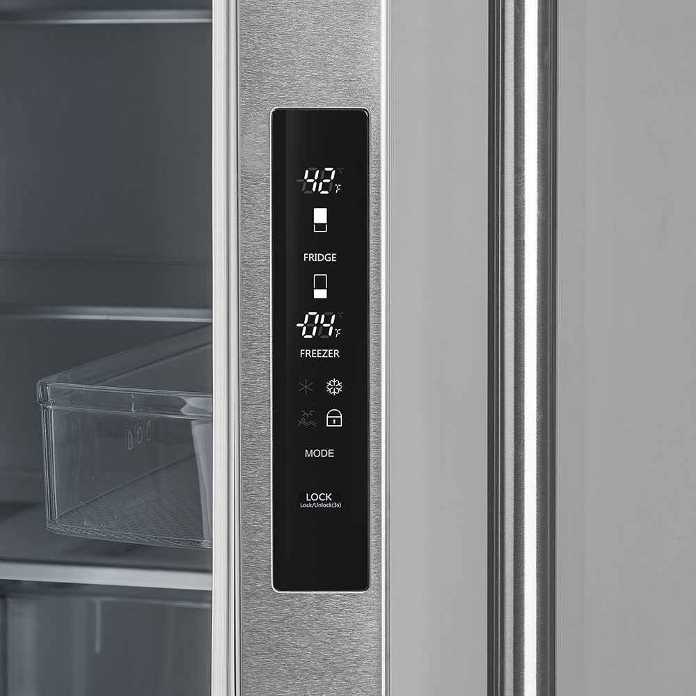 Forno FFRBI1820-40SG 36″ Moena Refrigerator FORNO ALTA QUALITA Freestanding French Doors With Ice Maker and Decorative Grill, 19.2 cu.ft.