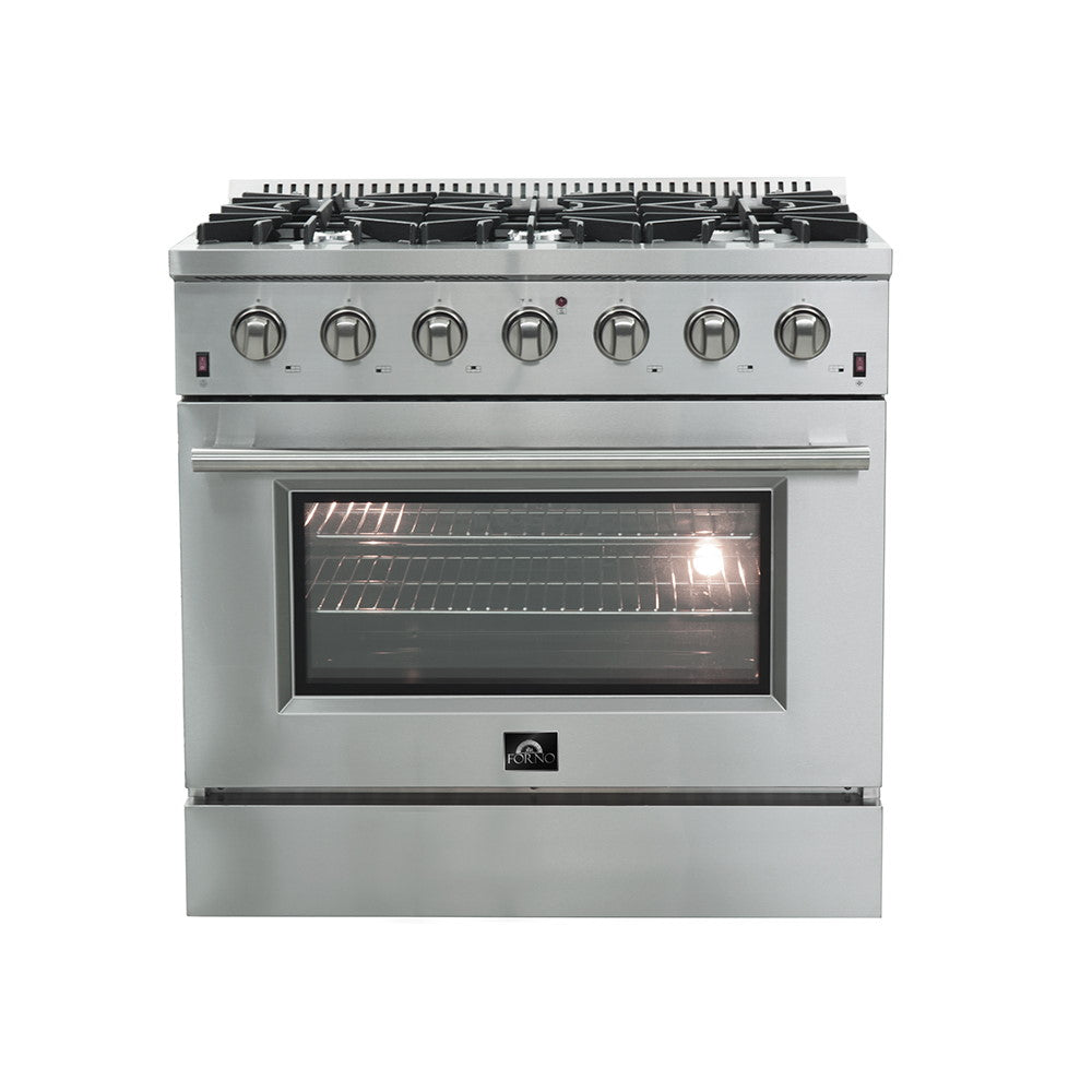 Forno FFSGS6244-36 36″ Galiano Gas Range with FORNO ALTA QUALITA Pro-Style Gas 6 Italian Burners 83,000 BTU All Stainless Steel