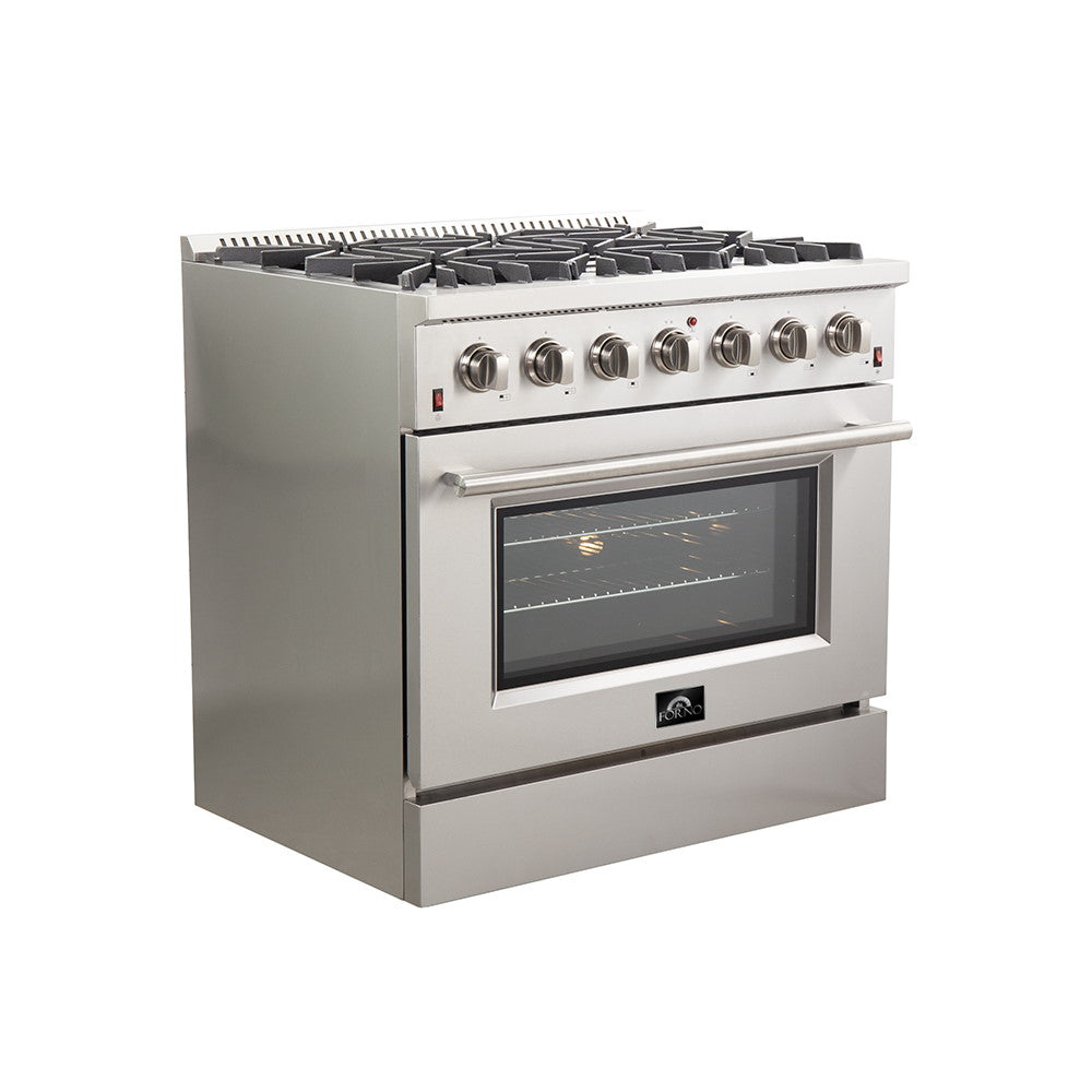 Forno FFSGS6244-36 36″ Galiano Gas Range with FORNO ALTA QUALITA Pro-Style Gas 6 Italian Burners 83,000 BTU All Stainless Steel