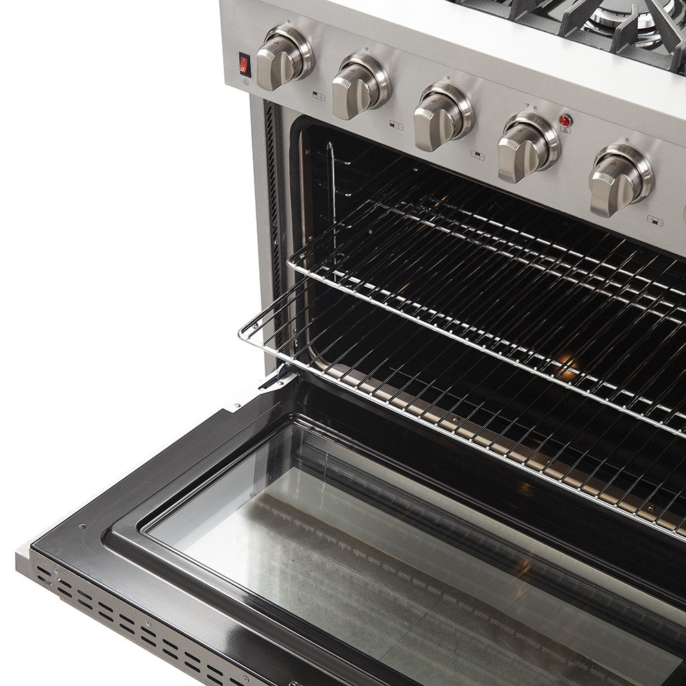Forno FFSGS6244-36 36″ Galiano Gas Range with FORNO ALTA QUALITA Pro-Style Gas 6 Italian Burners 83,000 BTU All Stainless Steel