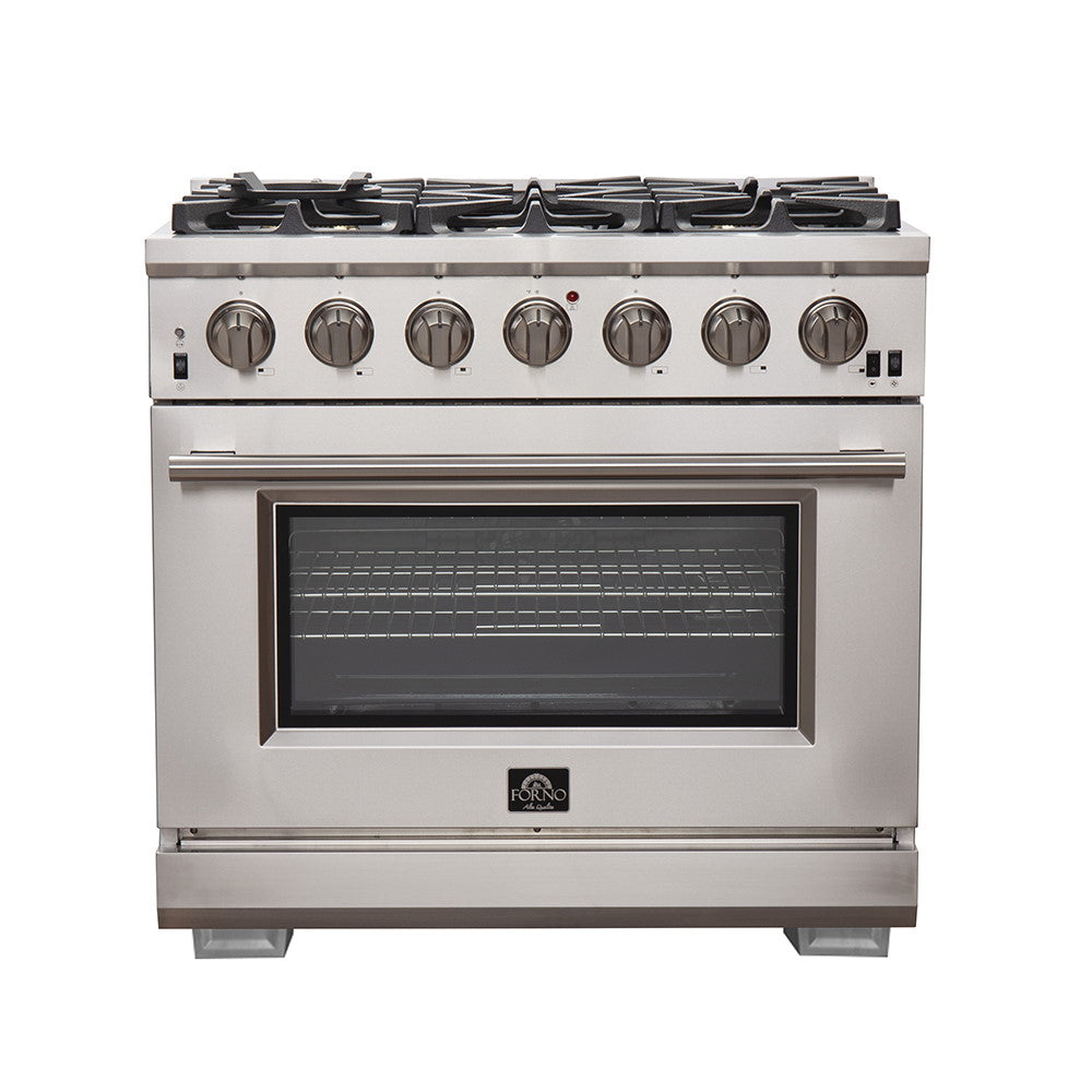 Forno FFSGS6260-36 36” Capriasca with FORNO ALTA QUALITA Pro-Style Gas 6 Italian Burners 120,000 BTU All 304 Stainless Steel