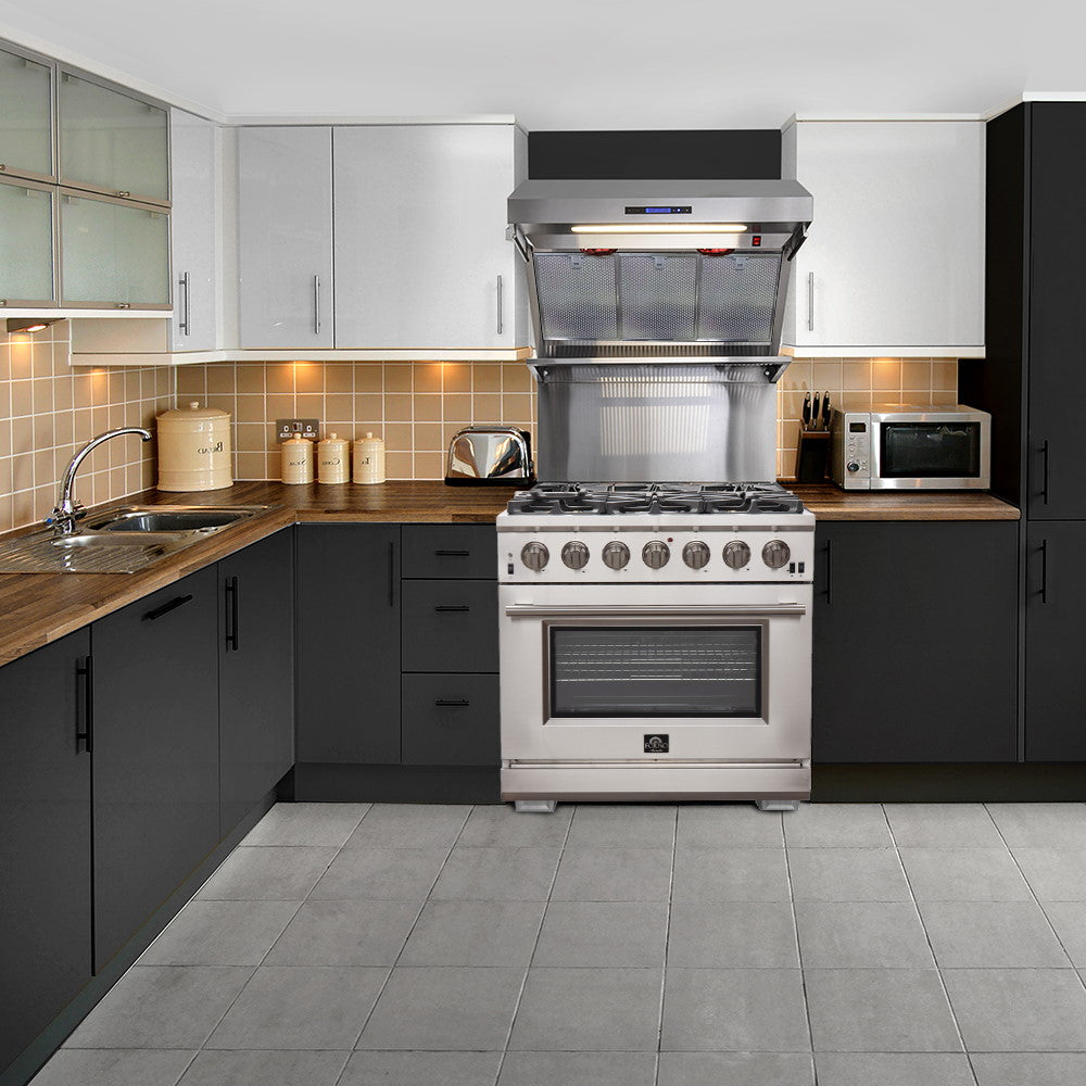 Forno FFSGS6260-36 36” Capriasca with FORNO ALTA QUALITA Pro-Style Gas 6 Italian Burners 120,000 BTU All 304 Stainless Steel
