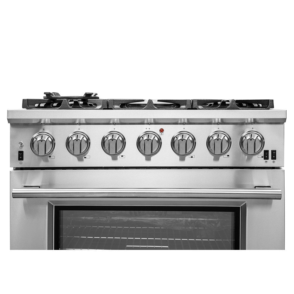 Forno FFSGS6260-36 36” Capriasca with FORNO ALTA QUALITA Pro-Style Gas 6 Italian Burners 120,000 BTU All 304 Stainless Steel