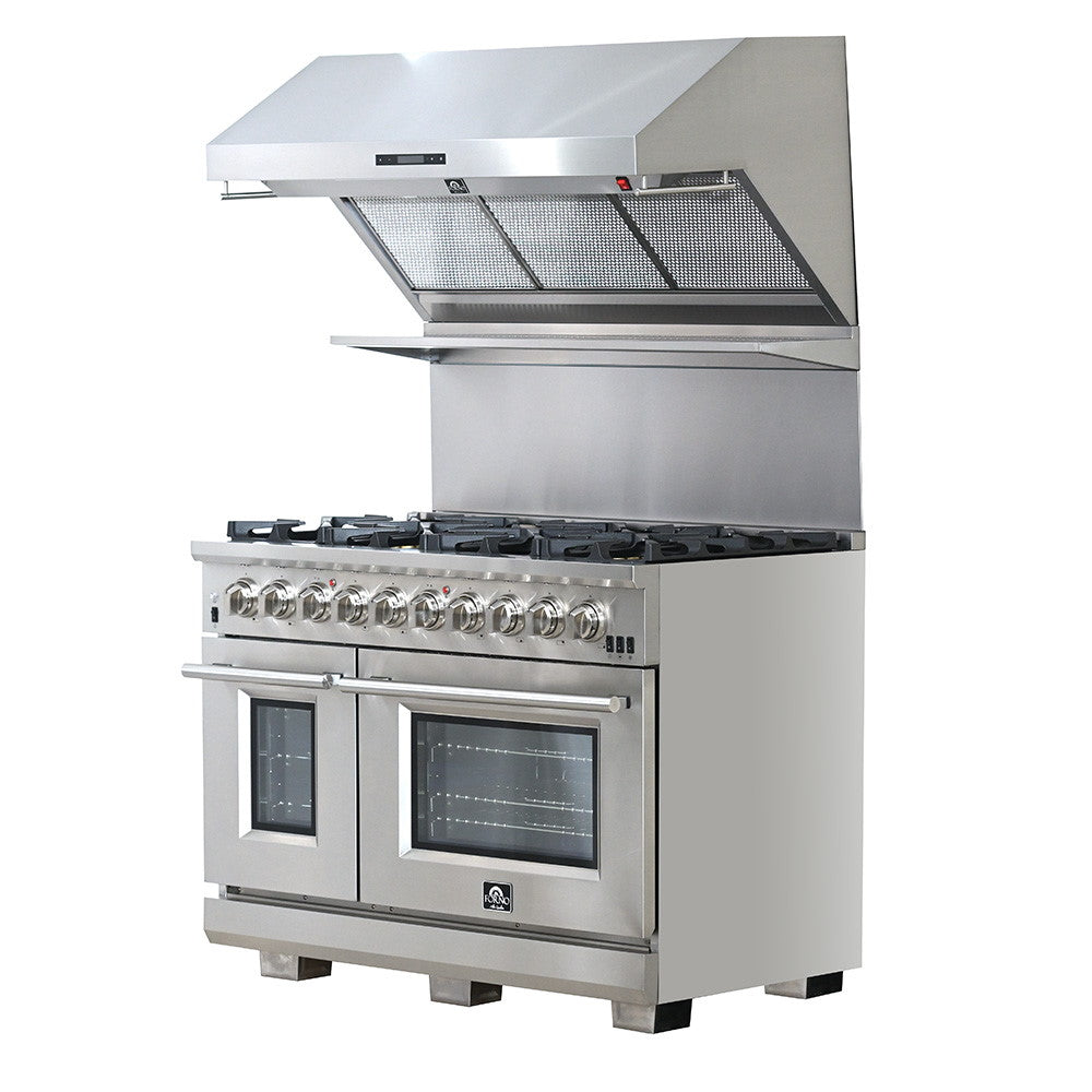 Forno FFSGS6260-48 48” Capriasca FORNO ALTA QUALITA Pro-Style Gas Range 8 Italian Burner 160,000 BTU All 304 Stainless Steel