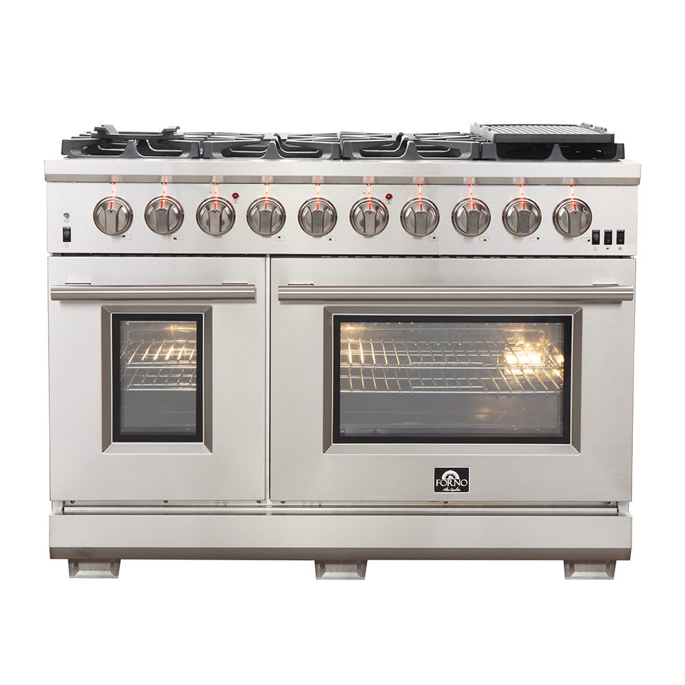 Forno FFSGS6260-48 48” Capriasca FORNO ALTA QUALITA Pro-Style Gas Range 8 Italian Burner 160,000 BTU All 304 Stainless Steel