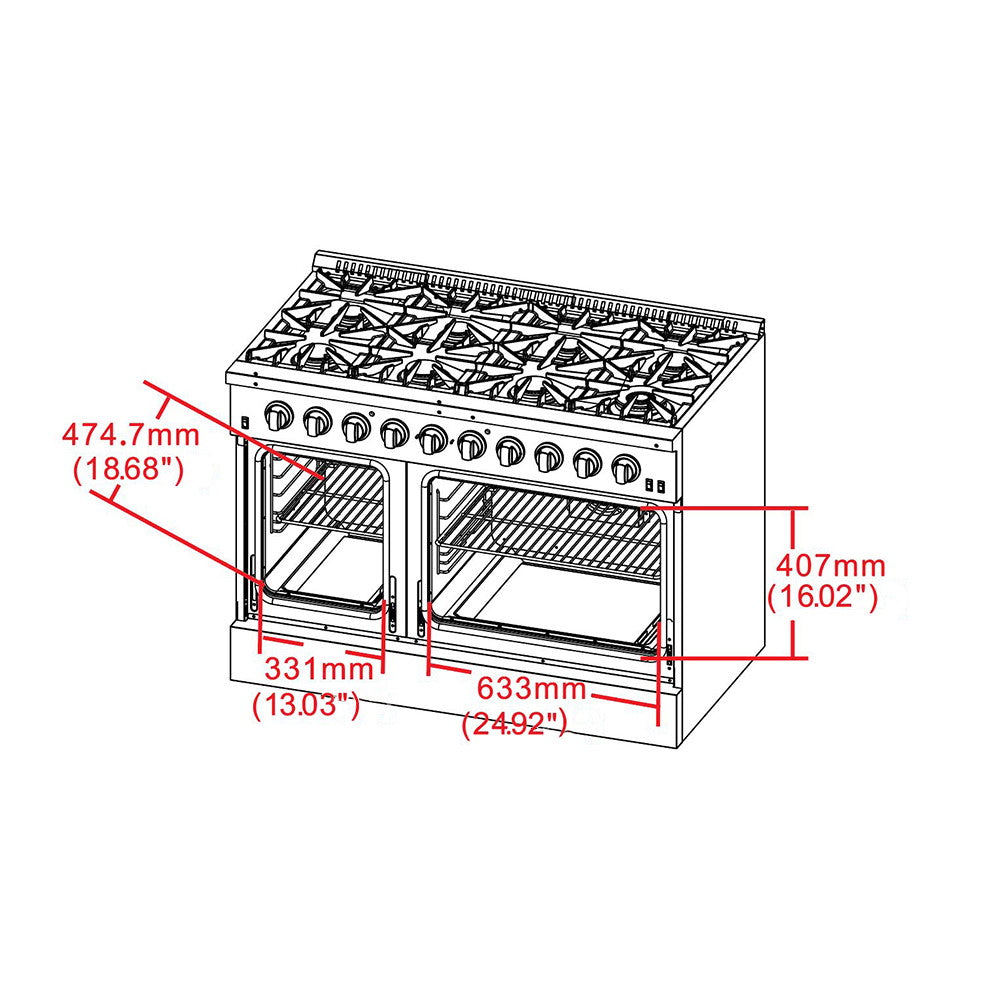 Forno FFSGS6260-48 48” Capriasca FORNO ALTA QUALITA Pro-Style Gas Range 8 Italian Burner 160,000 BTU All 304 Stainless Steel