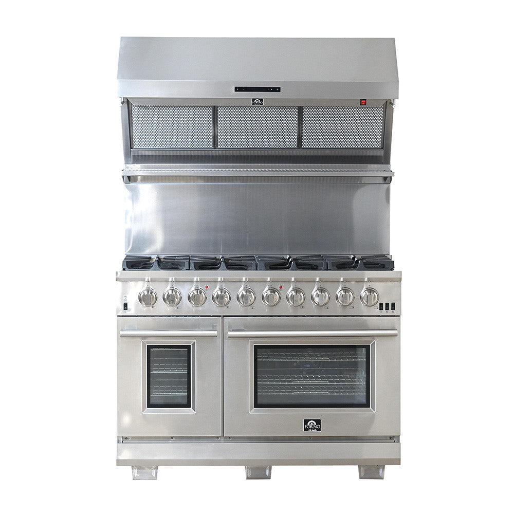 Forno FFSGS6260-48 48” Capriasca FORNO ALTA QUALITA Pro-Style Gas Range 8 Italian Burner 160,000 BTU All 304 Stainless Steel