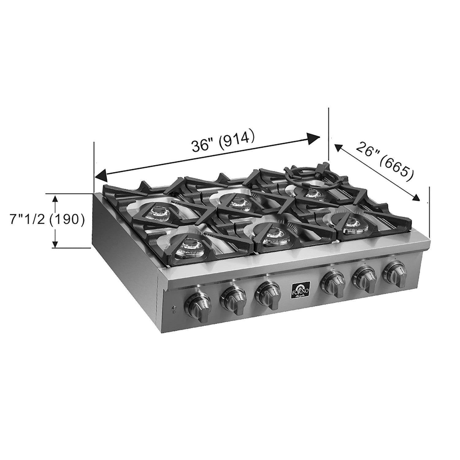 Forno FCTGS5751-36 Pro-Style 36″ Gas Rangetop