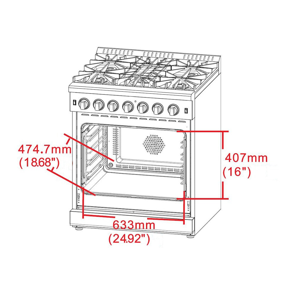 Forno FFSGS6187-30 30″ Capriasca Gas Range with 240 Volt Electric Oven
