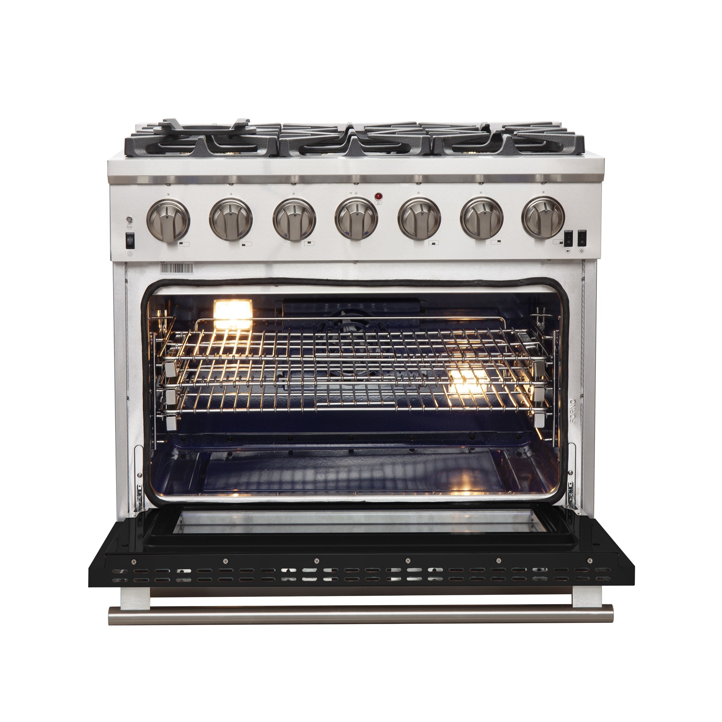 Forno FFSGS6260-36 36” Capriasca with FORNO ALTA QUALITA Pro-Style Gas 6 Italian Burners 120,000 BTU All 304 Stainless Steel
