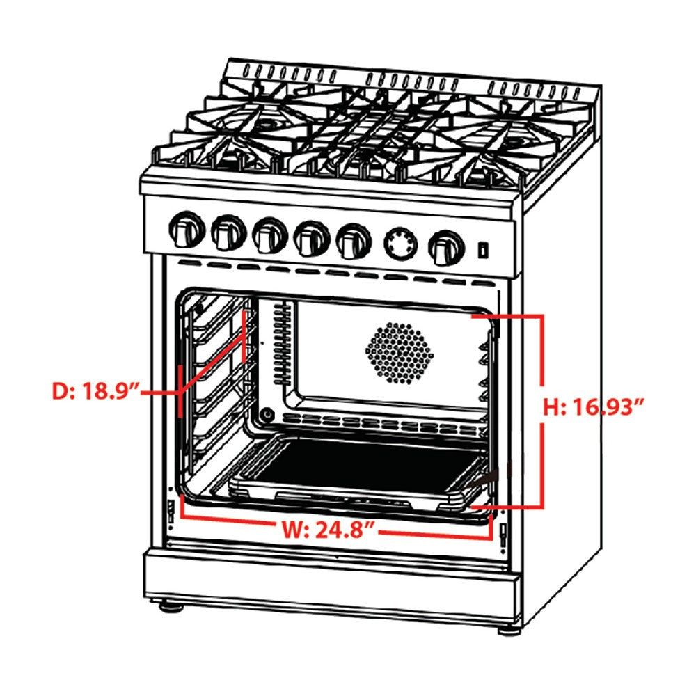 Forno FFSGS6276-30 Pro Style 30″ All Gas Range